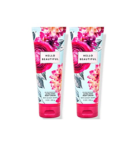 Bath & Body Works Hello Beautiful Ultimate Hydration Body Cream Gift Set For Women, 8 Fl Oz (Pack of 2) (Hello Beautiful)