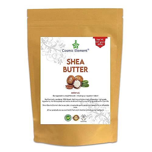 Cosmic Element 100% Pure Organic Raw African Shea Butter - Unrefined Shea Butter for Hair & Dry Skin | Ideal for DIY Whipped Body Butter | Soothes, Nourishes & Moisturizes All Skin Types - 8oz