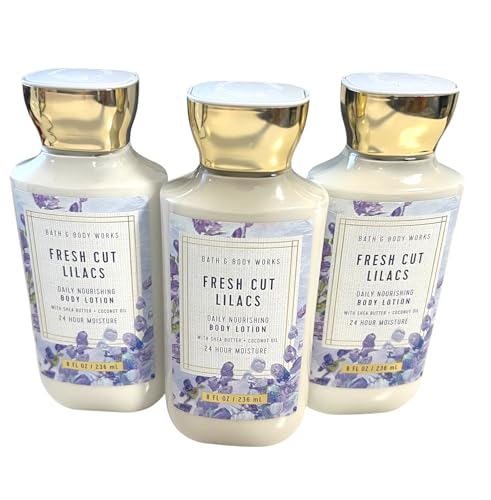 Bath & Body Works Fresh Cut Lilacs 3 Pack Body Lotion Bundle - 8 fl oz / 236 mL each