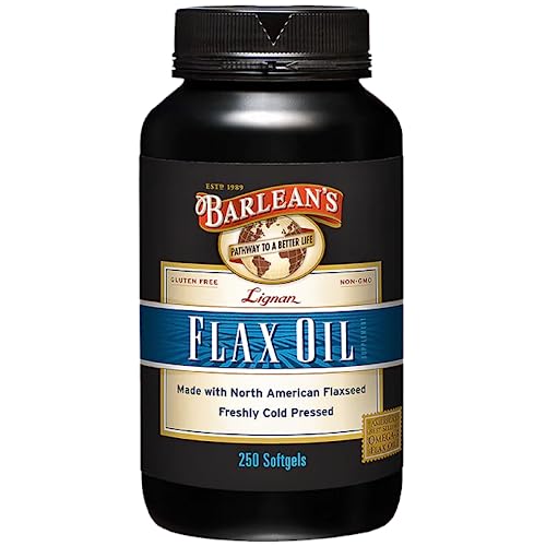 Barlean's Lignan Flaxseed Oil Softgels, Cold-Pressed Flax Seed Supplement with 1,550 mg ALA Omega-3 Fatty Acids for Joint & Heart Health, 1000mg, 250 ct
