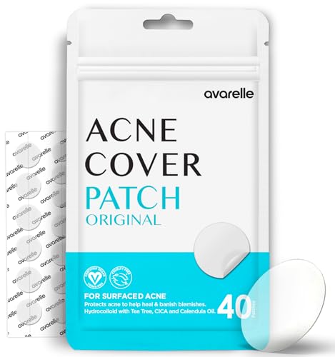 AVARELLE Acne Cover Patches, Eligible Hydrocolloid Pimple Patches for Face with Tea Tree Oil, Korean Skincare Zit Patches for Face | HSA Store Eligible Items | Vegan, Cruelty-free