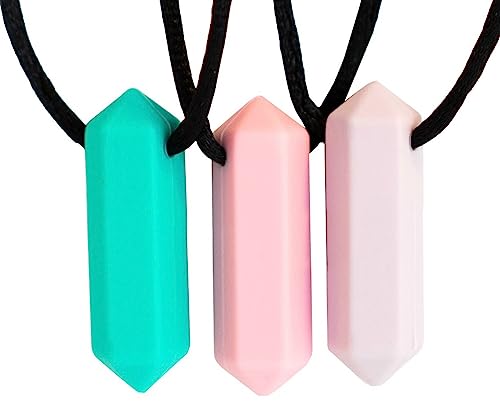 |LAUNCH PRICE| Sensory Chew Crayon Necklace 3 Piece Set - Best for Autism, ADHD, Bitting and Teething Kids - Durable and Strong Silicone Chewing for Boys & Girls, Baby, Adults (Women & Men) Chewlery