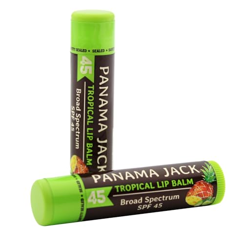Panama Jack Sunscreen Lip Balm - SPF 45, Broad Spectrum UVA-UVB Sunscreen Protection, Prevents & Soothes Dry, Chapped Lips, Tropical, 2-pack