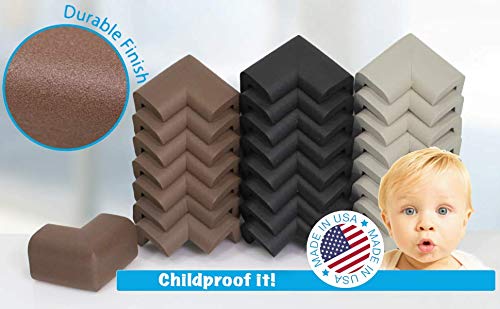 KidKusion 4-Piece Safety Corner Cushion, Black, Child Proofing Corner Guard, Made in USA, Child Safety, Home Furniture Safety Bumper, Baby Proof Table Protector, 4 Count (Pack of 1)