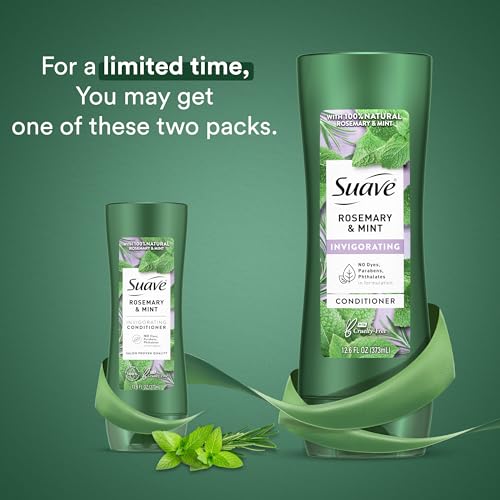 Suave Shampoo and Conditioner Set, Rosemary & Mint - Invigorating Rosemary Mint Clarifying Shampoo & Conditioner, Hair Strengthening, Scented, 12.6 Oz Ea (2 Piece Set)