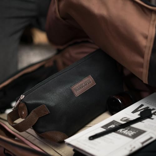 MANSCAPED® The Shed Men's Premium Quality Toiletry Bag, PU Leather Dopp Kit, Bathroom Travel Bag, Shaving Kit Case, Trimmer Bag