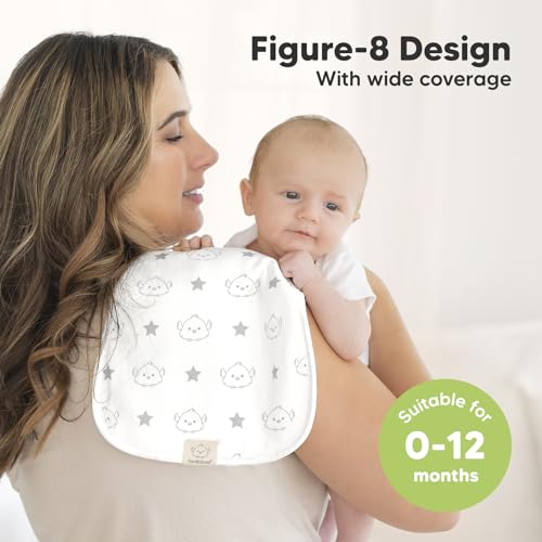 Organic Burp Cloths Baby Boy & Girl - 5-Pack Super Absorbent Cotton Burping Cloths for Babies, Soft & Plush Newborn Spit Up Rags, Infant Towels for Milk Spit Up, Unisex, Large 21 x 10(Constellation)