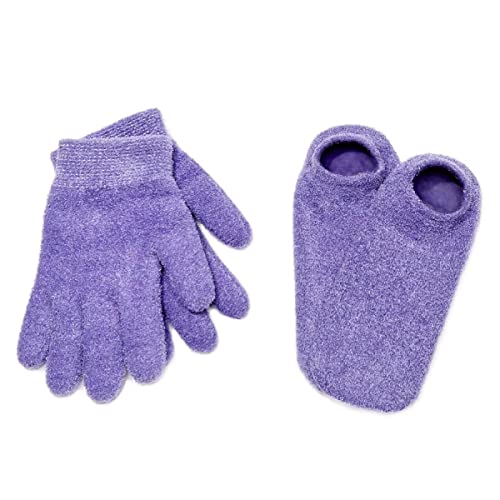 NatraCure Moisturizing Gel Booties and Gloves Set - (for dry skin, dry hands, feet, cracked heels, cuticles, rough skin, dead skin, use with your favorite lotions) - 155/175-LAV/RET - Color: Lavender