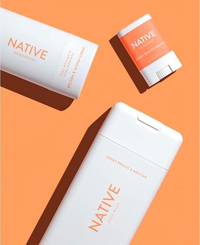Native Sweet Peach & Nectar Travel Deodorant and Body Wash Set