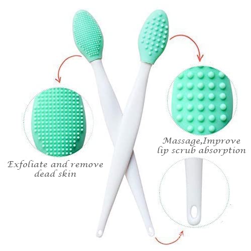 Lip Scrub Brush Lip Brush Tool,Double-Sided Silicone Exfoliating Lip Brush,Gentle Lip Exfoliator Scrubber Brush for Smooth,Soft,Bright,and Healthy Lips(3 PCS) 3 Colors