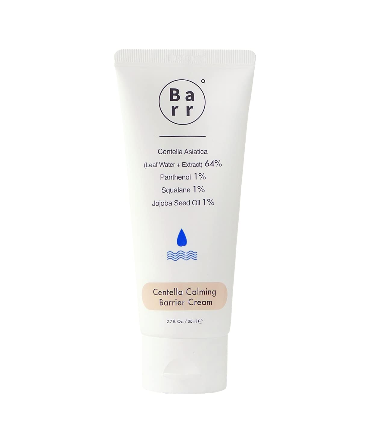 Barr Centella Calming Barrier Cream, 64% Centella Asiatica, 1% panthenol vitaminB5, 1% Jojoba Seed Oil, 1% Squalane, Vegan