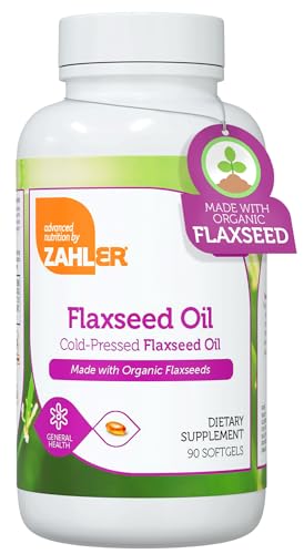 Zahler Organic Flaxseed Oil - 1000mg Softgels - Cold-Pressed Organic Flax Seed Oil - Organic Omega 3 ALA Supplement - Kosher Non-GMO Gluten Free Vegetarian-Friendly Flaxseed Supplement (90 Count)