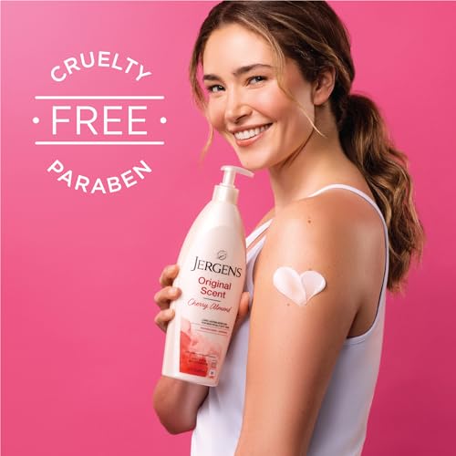 Jergens Original Scent Dry Skin Moisturizer, Body and Hand Lotion, for Long Lasting Skin Hydration, 21 Ounce, with HYDRALUCENCE blend and Cherry Almond Essence
