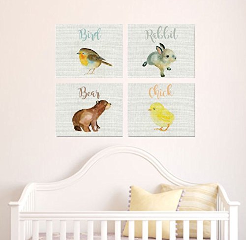 Baby Animal Collection (Set of Four 11x14 Wall Art Prints), Nursery Decor, Kid's Room Decor, Gender Neutral Nursery Decor, Baby Room, Playroom Decor, Nursery Rhyme Kid's Wall Art