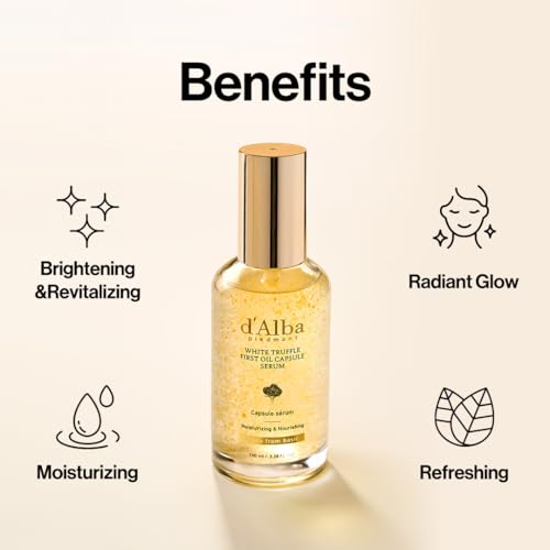 d'alba Piedmont White Truffle Oil Capsule Serum, Daily Vita Boost for Luminous Skin, Double Vitamin Formula (3.38fl. oz.)