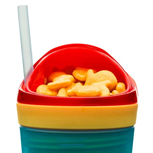 Zak Designs PJ Masks ZakSnak All-In-One Drink Tumbler + Snack Container For Toddlers – Spill-proof 4oz Snack Container Screws Securely Onto 10oz Tumbler With Accessible Straw, PJ Masks