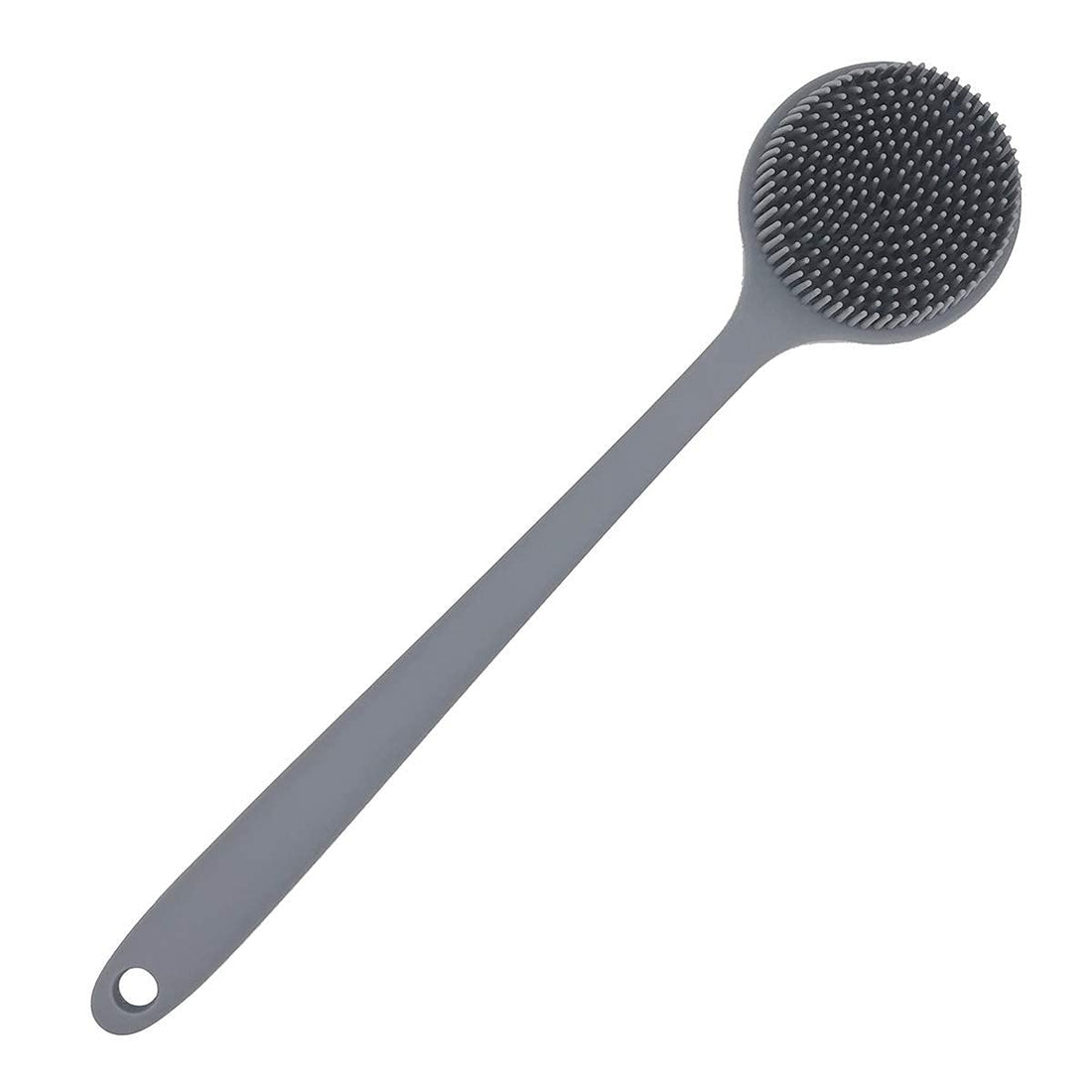 DNC Soft Silicone Back Scrubber Shower Bath Body Brush with Long Handle, BPA-Free, Hypoallergenic, Eco-Friendly (Gray)