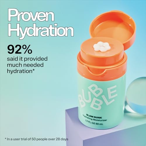 Bubble Skincare Slam Dunk Face Moisturizer - Hydrating Face Cream for Dry Skin Made with Vitamin E + Aloe Vera Juice for a Glowing Complexion - Skin Care with Blue Light Protection (50ml)