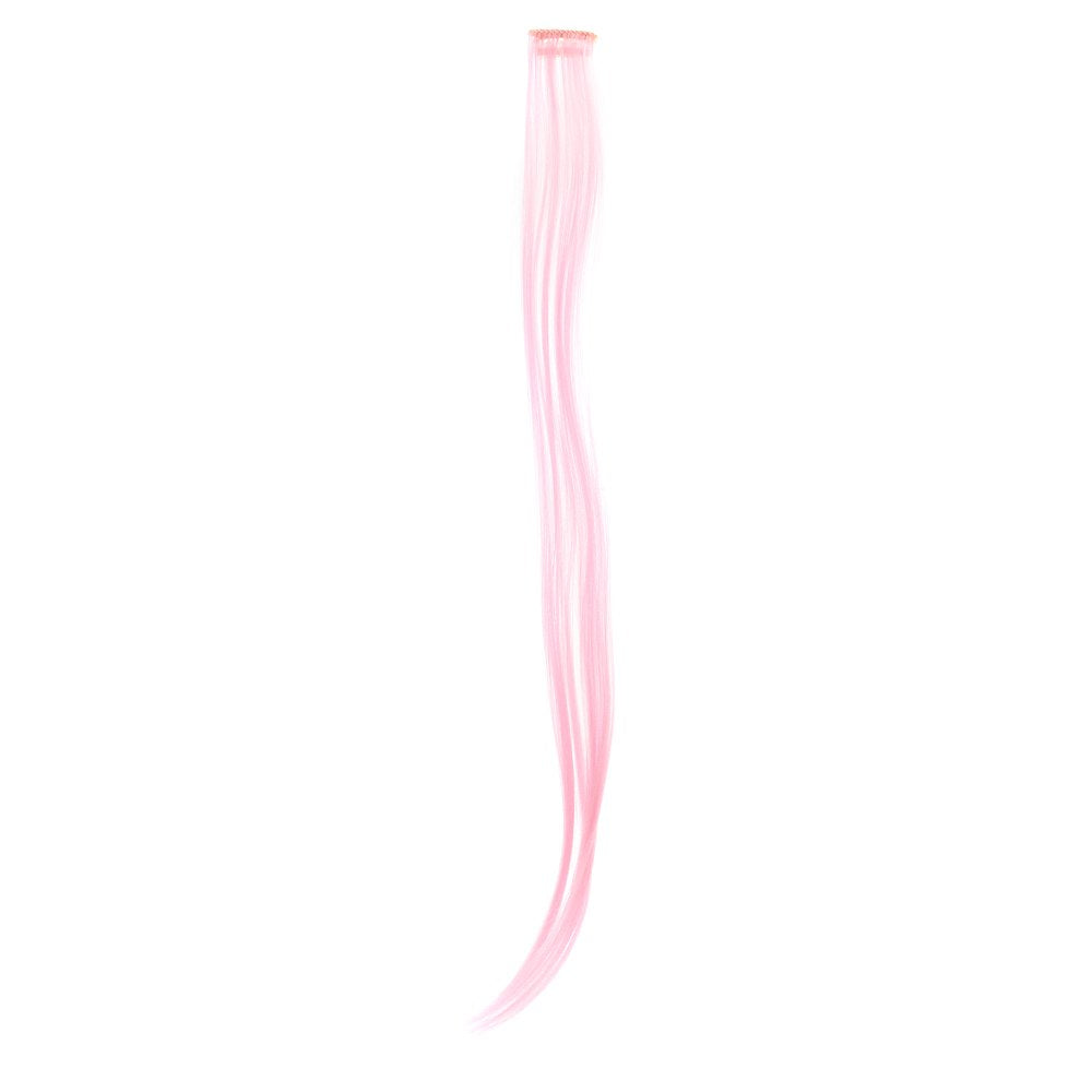Pink : SWACC 12 Pcs Straight One Color Party Highlights Clip on in Hair Extensions Colored Hair Streak Synthetic Hairpieces (Pink)