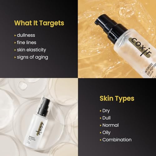 coxir INTENSIVE EGF PEPTIDE SERUM l EGF(Epidermal Growth Factor), Peptide, Niacinamide, Collagen l Firming l Korean Skincare (1.69 Fl Oz (Pack of 1))