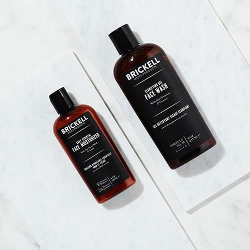 Brickell Men's Daily Essential Face Care Routine I, Gel Facial Cleanser Wash and Face Moisturizer Lotion, Men's Skincare Gift Set Natural and Organic, Scented