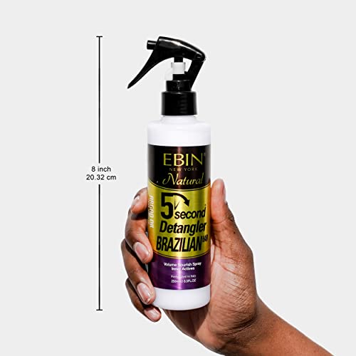 EBIN NEW YORK 5 Second Detangler - Moroccan Argan Oil Infused | Instant Moisture, Lightweight Conditioner | Softens, Smooths & Adds Shine | Wig & Weave Care 8.5oz/250ml
