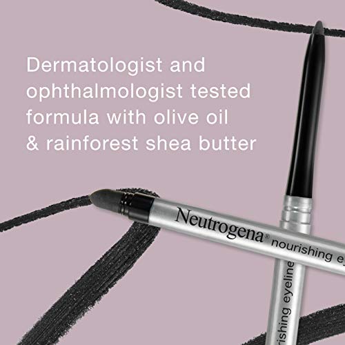 Neutrogena Nourishing Eyeliner Pencil, Built-in Sharpener for Precise Application and Smudger for Soft Smokey Look, Luminous, Nonfading and Nonsmudging Cosmic Black 10, .01 oz