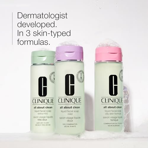 Clinique Great Skin, Great Deal Gift Set For Dry Combination Skin Type II | All About Clean Mild Liquid Soap, Clarifying Lotion + Dramatically Different Lotion | Includes 3 Travel Size Pieces
