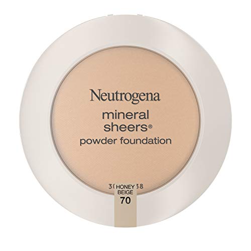 Neutrogena Mineral Sheers Compact Powder Foundation, Lightweight & Oil-Free Mineral Foundation, Fragrance-Free, Honey Beige 70, .34 oz