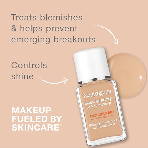 Neutrogena SkinClearing Oil-Free Makeup, Soft Beige 50, 1 Fl. Oz (Pack of 1)