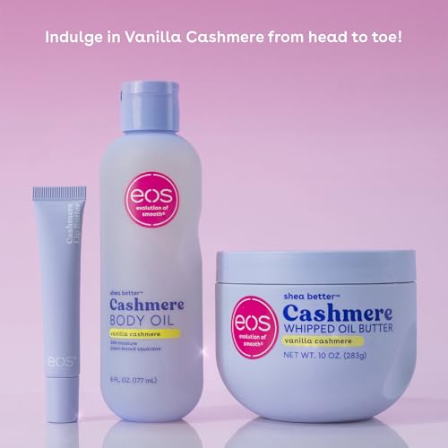 eos Cashmere Whipped Oil Body Butter, Vanilla Cashmere, 72 Hour Weightless Moisture For Dry Skin, Rich Formula and Deep Hydration, 10 oz