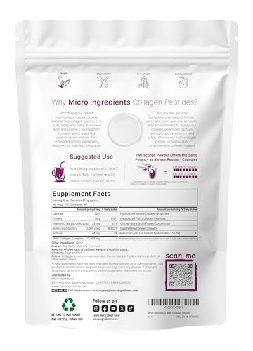 Multi Collagen Peptides Powder, 16 Oz - Hydrolyzed Protein Peptides | Type I,II,III,V,X with Hyaluronic Acid, Biotin & Vitamin C - Unflavored - Keto & Paleo Friendly, Ez Mix in Drinks