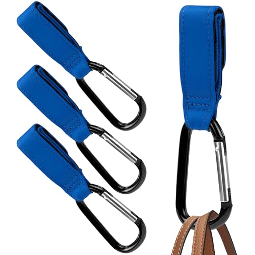 [4 Pack] Stroller Hooks for Bags to Organize Your Day Out - Secure Hold Velcro Stroller Hooks for Hanging Bags - Easy to Attach Stroller Clips for Bags - Portable Stroller Bag Hook - Stroller Hook