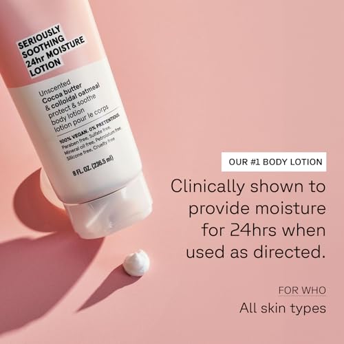 Acure 24HR Moisturizing Lotion - Soothing & Hydrating Unscented Body Lotion with Cocoa Butter & Colloidal Oatmeal - All Natural Moisturizer for Dry and Sensitive Skin - Vegan, Fragrance-Free, 8 Fl Oz