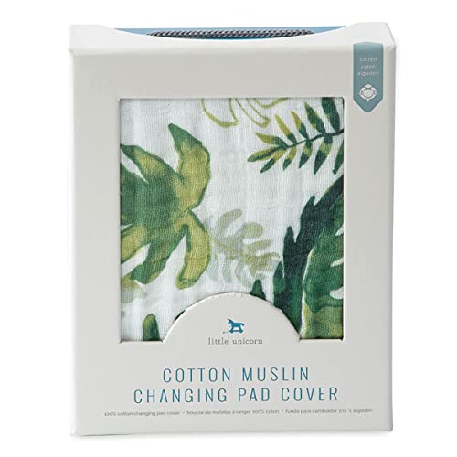 Little Unicorn Premium Changing Pad Cover | Extra Soft & Breathable Muslin Fabric (Tropical Leaf)