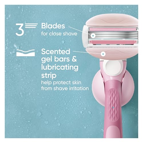 Gillette Venus ComfortGlide White Tea Women's Razor Blades, 3-Blade Razor Refills, 6 Count