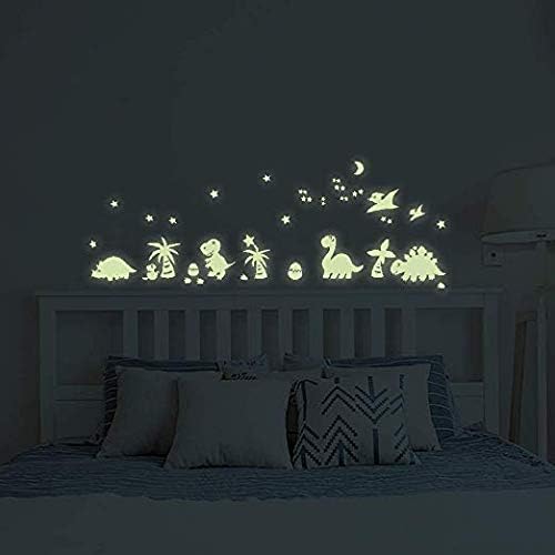 Wall Decals Glow in Dark, BENBO Dinosaurs Decorations Peel DIY Luminous Vinyl Wall Stickers for Kids Girls Bedroom Home Nursery