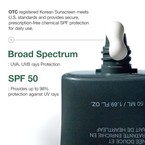 Anua Heartleaf Silky Moisture Mild Sunscreen, Broad Spectrum SPF 50+ with Moisturizing Formula, Lightweight Korean Sunscreen, Natural finish, Vegan, korean skin care 50ml / 1.69 fl. oz.