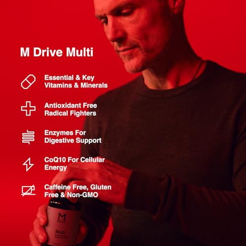 Mdrive Multivitamin for Men, Daily Multivitamin - Immune Health Support from Zinc, Selenium, Manganese & Vitamin D, Enzymes for Digestive Support, CoQ10 for Energy and Vitamin K2, 90 Capsules