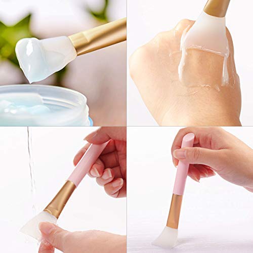 6 Silicone Face Mask Brushes Facial Mud Applicator Clay Tools and 6 Spa Facial Headband Terry Cloth for Charcoal Mixed Mask Soft