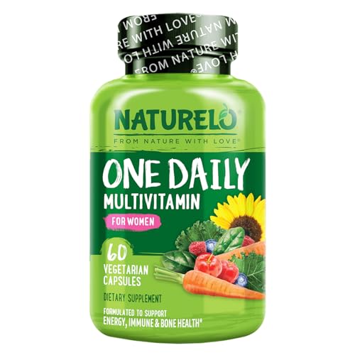 NATURELO One Daily Multivitamin for Women - Energy Support - Whole Food Supplement to Nourish Hair, Skin, Nails - Non-GMO - No Soy - Gluten Free - 60 Capsules - 2 Month Supply