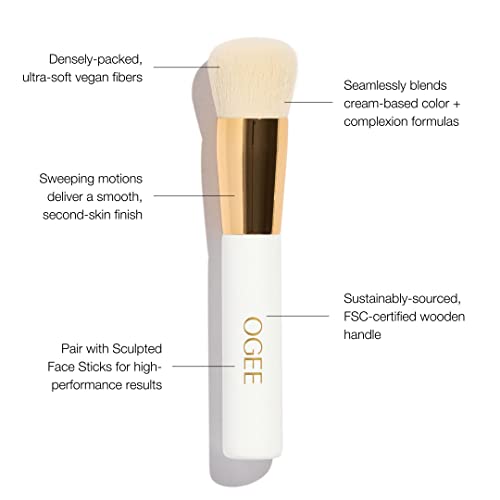 Ogee Blender Brush - Professional Quality Makeup Brush - Ultra-Soft Foundation Brush with Vegan Bristles for Flawless Makeup Application
