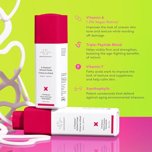 Drunk Elephant A-Passioni Retinol Cream - 30 ml/1 fl oz - 1% Retinol Serum - Clean Clinical Skincare - Cruelty-Free - Dermatologist-Tested - Free of Essential Oils, Silicones, and Fragrance