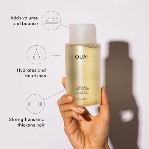 OUAI Fine Shampoo - Volumizing Shampoo with Strengthening Keratin, Biotin & Chia Seed Oil for Fine Hair - Delivers Clean, Weightless Body - Paraben, Phthalate & Sulfate Free Hair Care (10 Fl Oz)