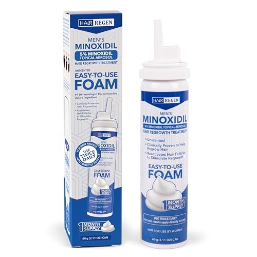 Hair-Regen Men’s 5% Minoxidil Foam – 1-Month Supply for Hair Regrowth – Topical Foam for Thinning Hair & Male Pattern Baldness – Minoxidil for Men
