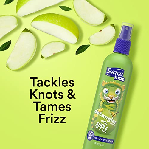 Suave Kids Shampoo & Conditioner 3-in-1, Watermelon Wonder 2-Pack + Detangler Spray for Kids, Silly Apple, Dermatologist-Tested & Tear Free