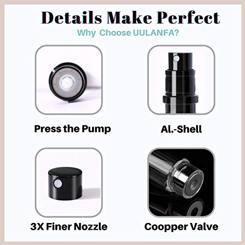 UULANFA Portable Mini Refillable Perfume Atomizer Bottle Empty Pocket Size Cologne Sprayer for Travel 5ml (Y-Black)
