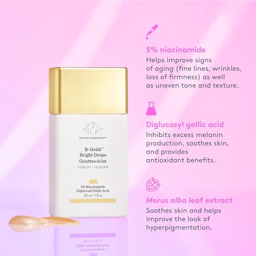 Drunk Elephant B-Goldi Bright Drops - 30 ml/1 fl oz - Illuminating Color Serum Drops - Clean Clinical Skincare - Cruelty-Free - Dermatologist-Tested - Free of Essential Oils, Silicones, and Fragrance