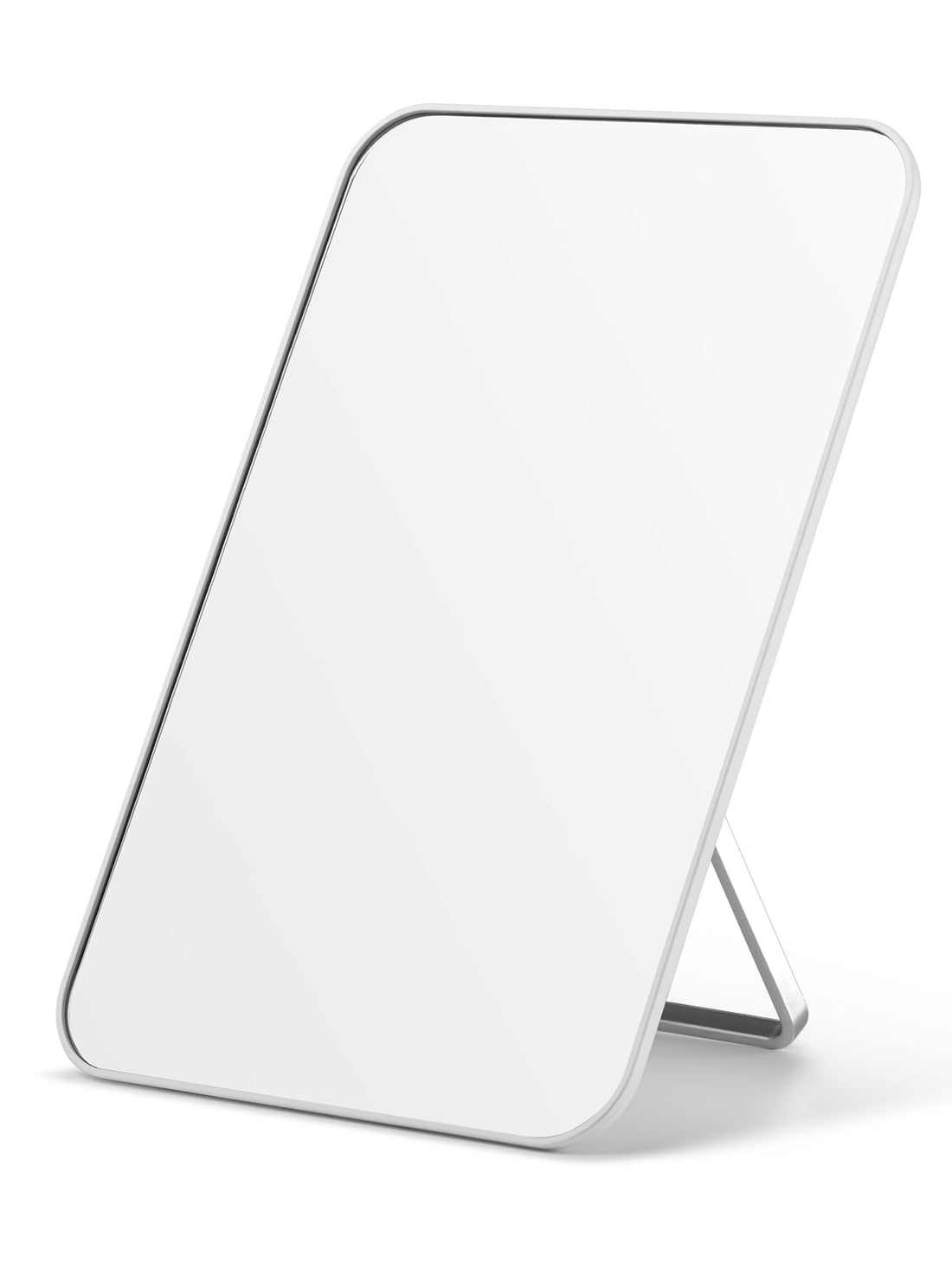 OMIRO Desk Makeup Mirror, 8 x 5 inches Table Mirror with Foldable Stand and Hanging Hole for Shaving and Travelling, White