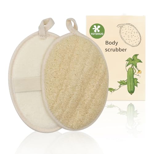 Natural Loofah Exfoliating Body Scrubber(2Pack),Made from Organic Bath Luffa for Women and Men